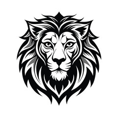 Fototapeta premium Tribal Lion Head Illustrations Set Black And White