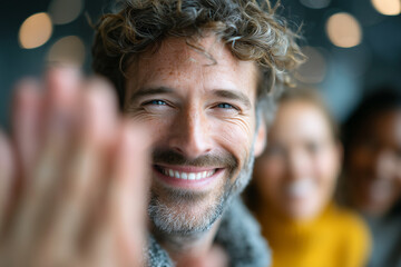 Diverse Team Celebrating with Smiles and High Fives. Positive group energy, teamwork, and inclusive workplace concept.