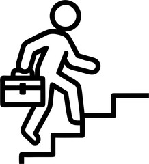 Business icon briefcase steps moving forward