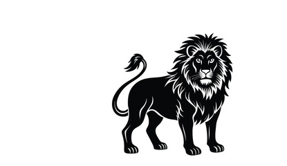 Powerful Majestic Lion Black Silhouette Vector Icon Design Isolated on White Background for Logo, Tattoo, Art, and Decoration
