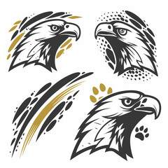 Majestic eagle heads set vector illustration design