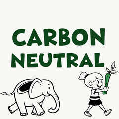 Carbon neutral initiative girl elephant green plant
