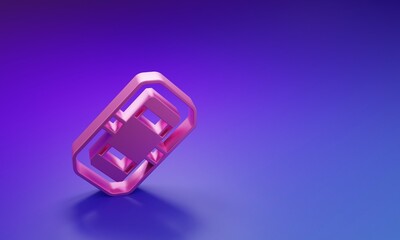 Pink Rafting boat icon isolated on purple-blue background. Inflatable boat. Water sports, extreme sports, holiday, vacation, team building. Minimalism concept. 3D render illustration