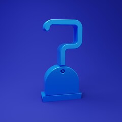 Blue Pirate hook icon isolated on blue background. Minimalism concept. 3D render illustration