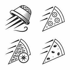 Fast pizza delivery service icons set design