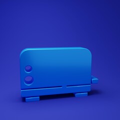 Fototapeta premium Blue Toaster icon isolated on blue background. Minimalism concept. 3D render illustration
