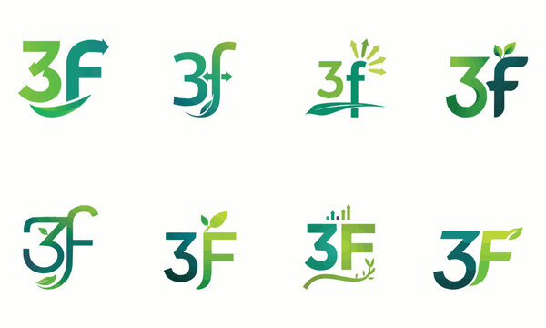 Eco-Friendly 3F Logo Set &ndash; Sustainable, Nature-Inspired Green Branding Icons for Business, Agriculture, and Technology

