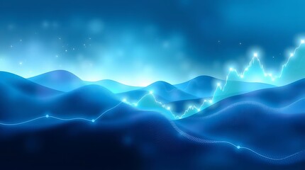 Abstract Blue Financial Growth Graph with Arrow – Futuristic Technology Investment Concept