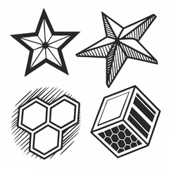 Professional geometric shapes set isolated cutout design elements