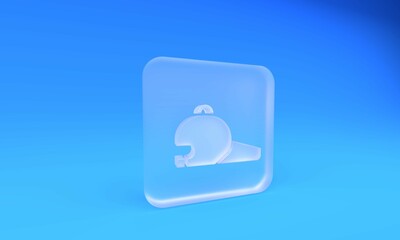 Fototapeta premium Frosted glass Baseball cap icon isolated on blue background. Sport equipment. Sports uniform. Square frosted glass button. 3D render illustration
