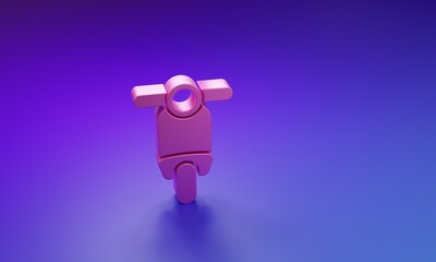 Pink Scooter icon isolated on purple-blue background. Minimalism concept. 3D render illustration