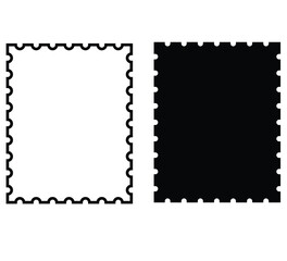 Cute cartoon hand drawn vector blank postage stamp silhouette.