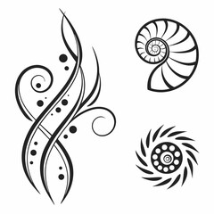 Abstract spiral nautiluses swirls nature design elements