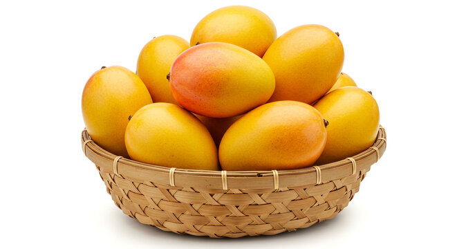 busket of mangoes on isolated white background