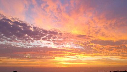Vibrant Sunset Sky with Orange Pink and Purple Clouds