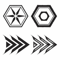 Abstract geometric shapes hexagons arrows design elements