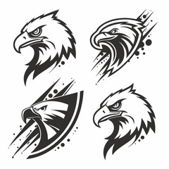 Professional eagle head designs isolated on white background