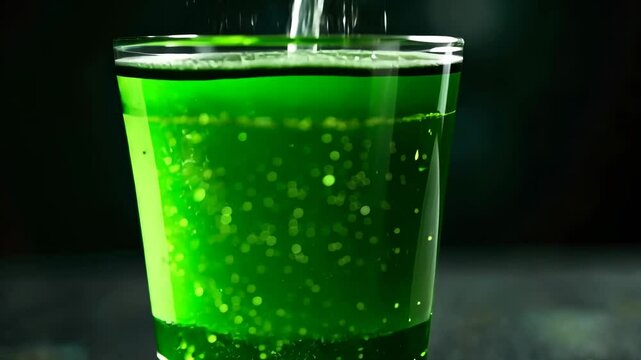 Glass shot absinthe dark background. Drink photo bar restaurant. AI Generative
