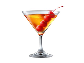 Manhattan Cocktail Classic Drink Amber Liquor Cherries Garnish Elegant Glassware