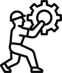 Silhouette of worker with cog