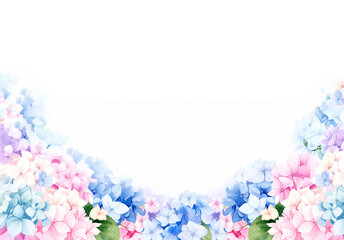 青のあじさいの水彩画イラスト背景　generative ai