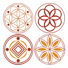 Fototapeta premium Geometric mandala designs sacred geometry symbols