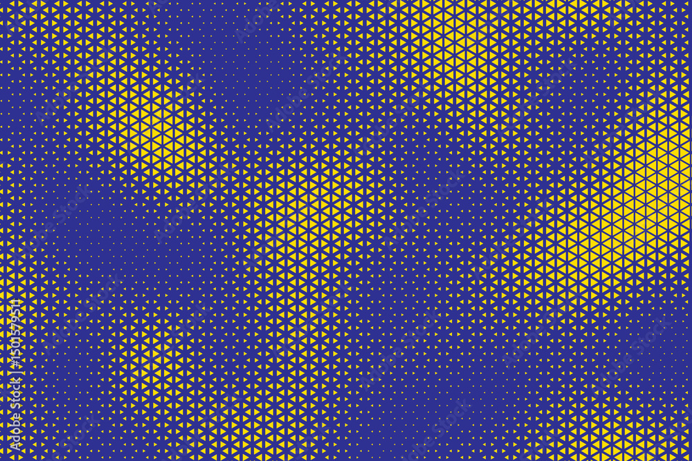 Fototapete Abstract background with yellow triangle dots. Triangle halftone geometric background. Halftone triangular retro 80s pattern. Minimal style retro dynamic wallpaper.	