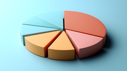 Obraz premium 3D Colored Pie Chart Displaying Data Visualization on a Gradient Background