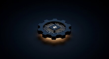 Glowing Circuit Board Inside Dark Gear
