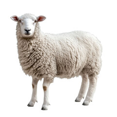 Naklejka premium White adult ram standing in full-body view and looking at the camera, sheep farming concept, isolate on transparent background
