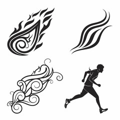 Abstract swirls flames runner design elements