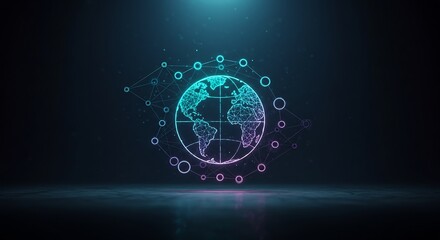 Obraz premium Glowing Digital Globe Abstract Background