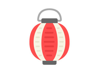 お祭りの紅白提灯のアイコンのイラスト