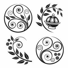 Elegant black and white floral swirl designs