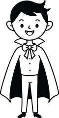 Cute Cartoon Vampire Boy Wearing Cape and Bow Tie – Halloween Coloring Page