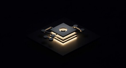 Glowing Isometric Geometric Structure 3D Render