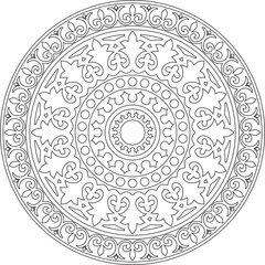 Vector black contour round classic byzantine ornament. Circle, ring, border, Ancient Greece, Eastern Roman Empire frame. Decoration of the Russian Orthodox Church
