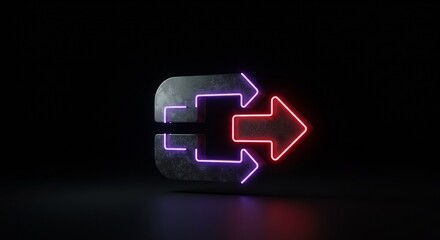 Glowing Neon Arrows on Dark Background