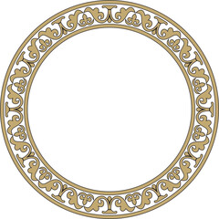 Vector gold and black round classic byzantine ornament. Circle, ring, border, Ancient Greece, Eastern Roman Empire frame. Decoration of the Russian Orthodox Church
