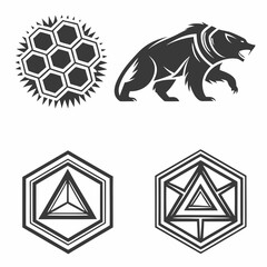 Geometric shapes bear honeycomb abstract design elements
