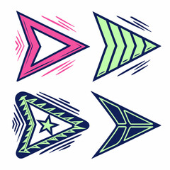 Stylish arrow icons set, isolated cutouts, transparent background