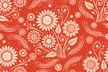 Beautiful Bohemian chic seamless pattern Hand drawn Floral and Botanical pattern Bali inspired ,Design for fashion , fabric, textile, wallpaper , wrapping and all prints