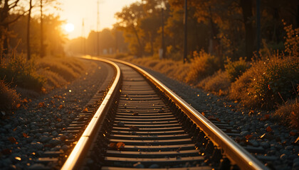 Fototapeta premium railroad tracks in the morning