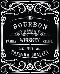 vector image of vintage bourbon bottle label