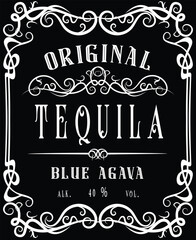 vector image of vintage tequila bottle label