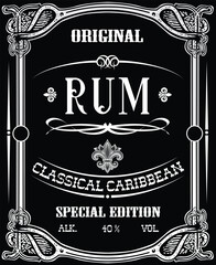 vector image of vintage rum bottle label