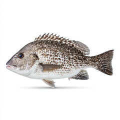 Naklejka premium Fresh fish with sleek body and distinctive markings, showcasing its natural beauty and texture. This fish is ideal for culinary presentations and seafood dishes