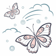 Two pink butterflies flying in the sky
