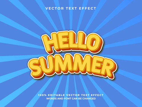 hello summer editable 3d vector eps text effect