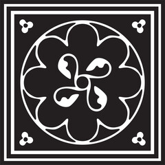Vector black monochrome ancient Roman ornament elements. Classic European parts of patterns. Lilies and crowns
